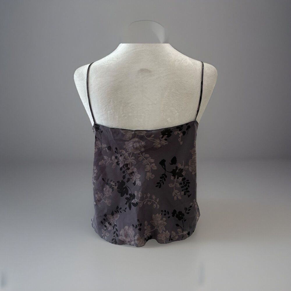 Y2K Calvin Klein Women's Gray Spaghetti Strap Camisole Top Floral Size L Fairy - Picture 4 of 6
